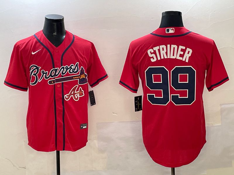 Men Atlanta Braves 99 Strider Red Game 2025 Nike MLB Jersey style 6